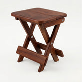Red wood folding stool D-08