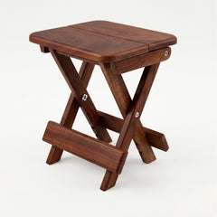 Red wood folding stool D-08
