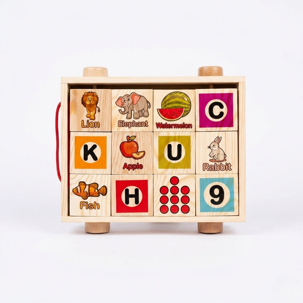 wooden pull along cart D-