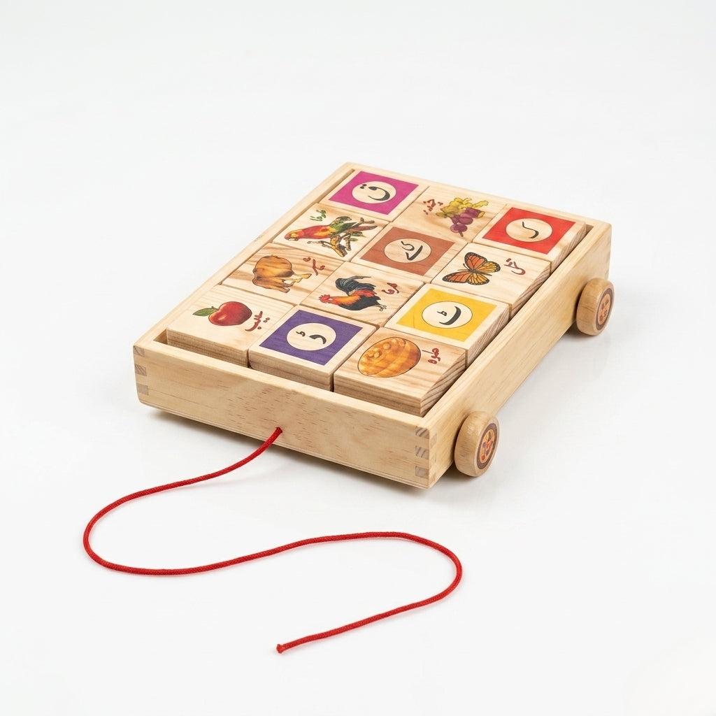 wooden pull along cart D-