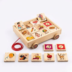 wooden pull along cart D-
