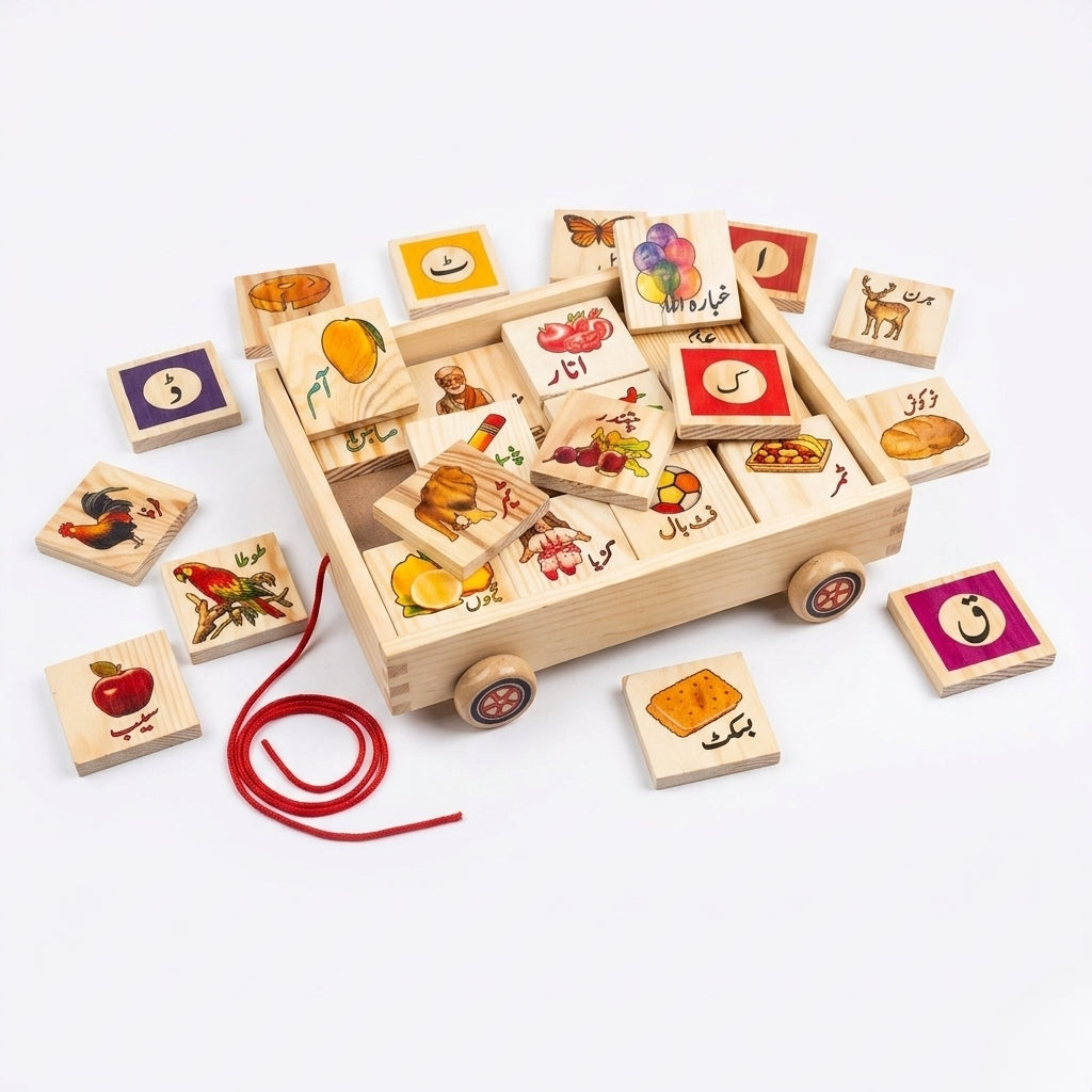 wooden pull along cart D-